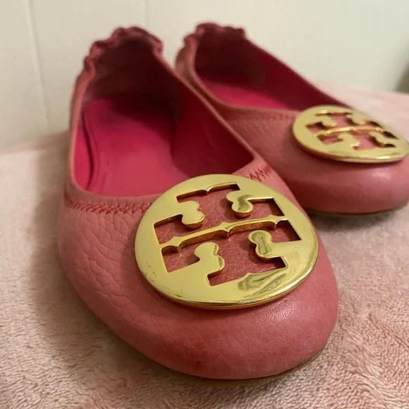 Tory Burch Pink Leather Minnie Flats - Picture 6 of 7